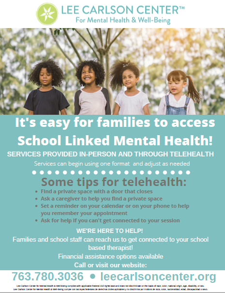 At Lee Carlson Center it's easy to access School-Linked Mental Health - Lee  Carlson Center for Mental Health and Well-Being
