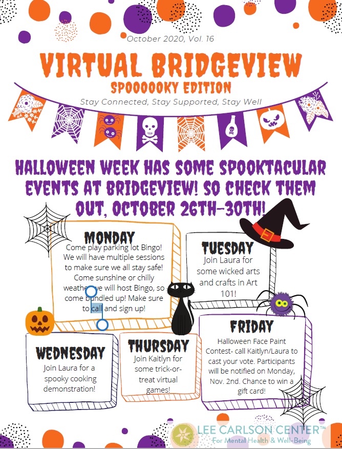 Bridgeview Virtual Drop-in Announces Halloween Week Spooktacular Events at Bridgeview! October 26th-30th